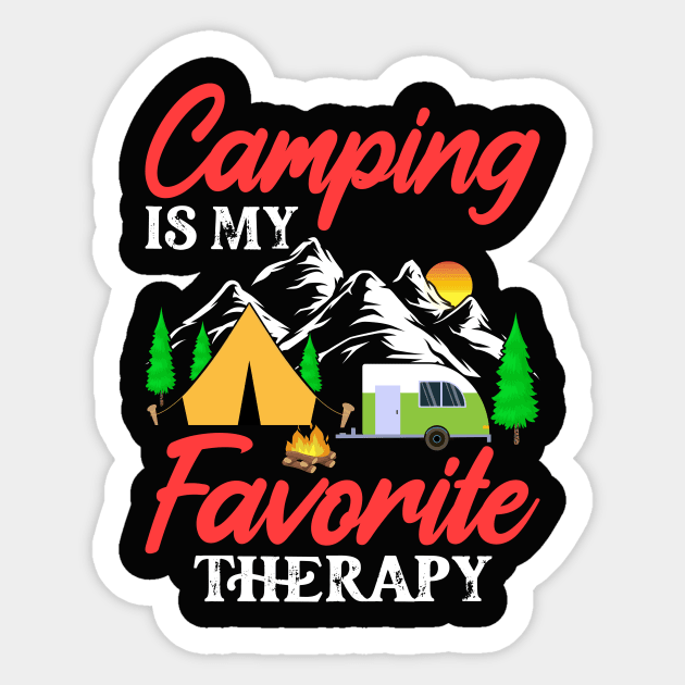 Camping is my favorite therapy Sticker by Crazy.Prints.Store